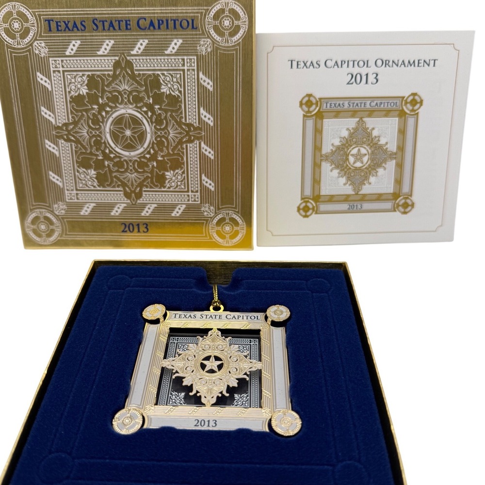 Texas State Capitol Ornament Gold 2013 Collectible Boxed State Souvenir